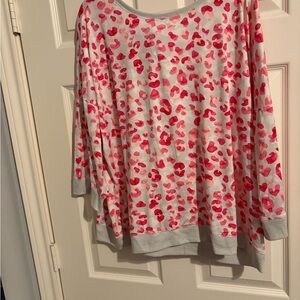 17- NWT- light gray Sweatshirt with Pink Leopard Print